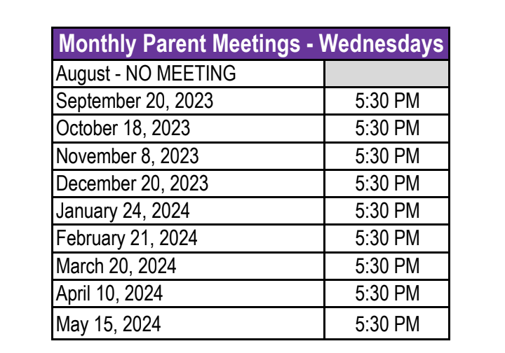 Monthly Parent Meetings